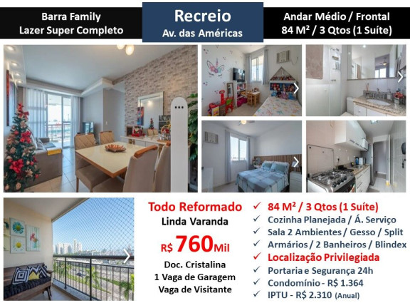 Imagem Apartamento com 3 Quartos à Venda, 84 m² em Recreio dos Bandeirantes - Rio de Janeiro
