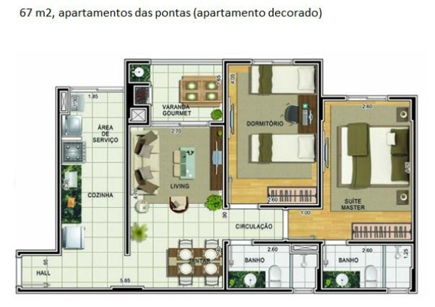 Imagem Apartamento com 2 Quartos à Venda, 66 m²em Jardim Santo André - Limeira