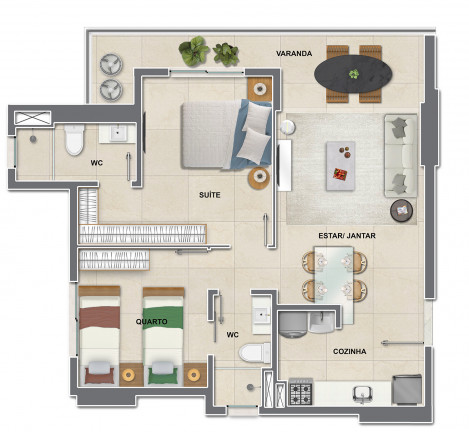 Imagem Apartamento com 2 Quartos à Venda, 55 m² em Cocó - Fortaleza
