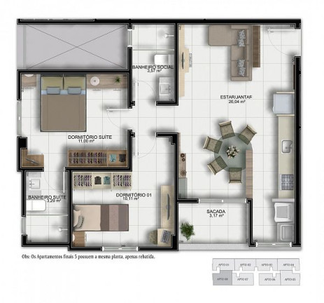 Imagem Apartamento com 2 Quartos à Venda, em Pinheirinho - Criciúma Imagem Apartamento com 2 Quartos à Venda, em Pinheirinho - Criciúma