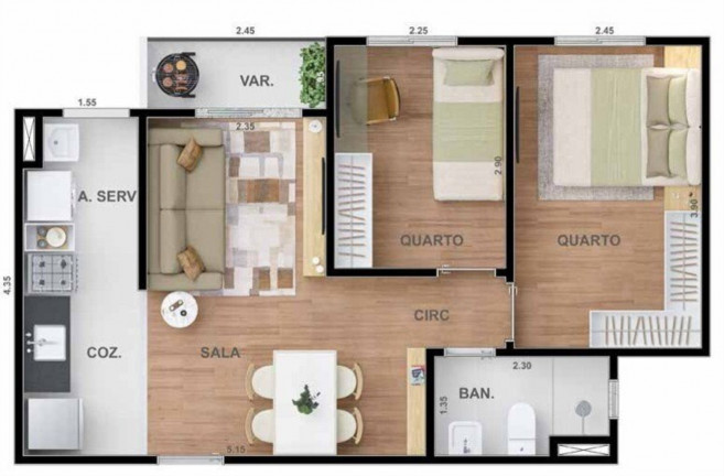 Imagem Imóvel com 2 Quartos à Venda, 48 m² em Irajá - Rio De Janeiro