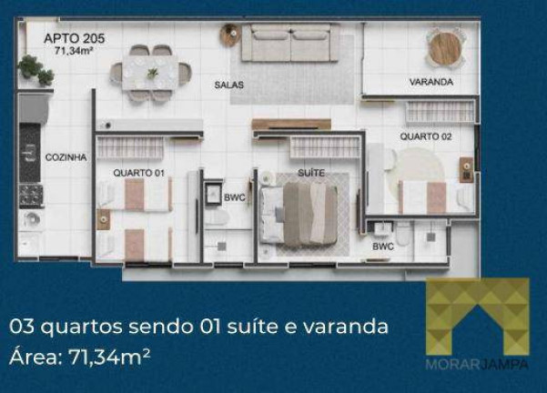 Imagem Apartamento com 3 Quartos à Venda, 58 m² em Bancários - João Pessoa Imagem Apartamento com 3 Quartos à Venda, 58 m² em Bancários - João Pessoa