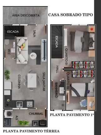 Imagem Sobrado com 2 Quartos à Venda, 60 m² em Aviação - Praia Grande