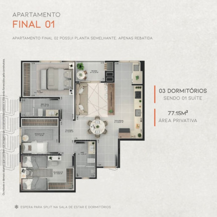 Imagem Apartamento com 3 Quartos à Venda, 78 m² em São Cristóvão - Criciúma