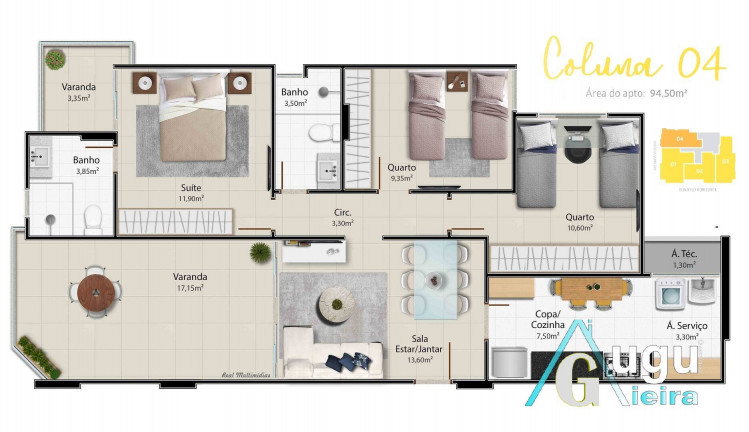 Imagem Apartamento com 3 Quartos à Venda, 94 m² em Praia Do Morro - Guarapari