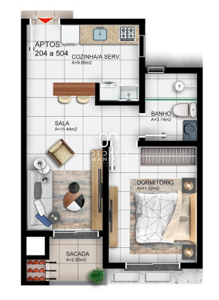 Apartamento com 1 Quarto à Venda, 45 m² em Camobi - Santa Maria