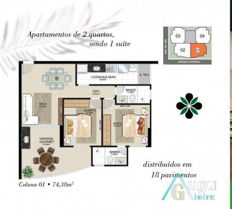 Imagem Apartamento com 2 Quartos à Venda, 74 m² em Praia Do Morro - Guarapari