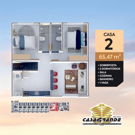 Imagem Casa com 2 Quartos à Venda, 65 m² em Jardim Imperador - Praia Grande Imagem Casa com 2 Quartos à Venda, 65 m² em Jardim Imperador - Praia Grande