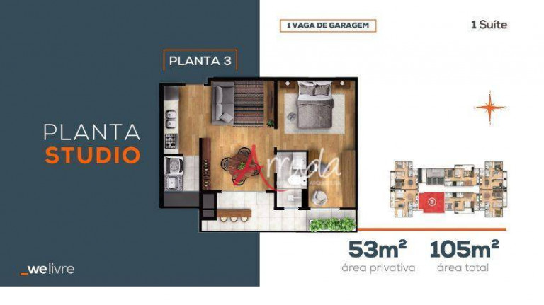 Imagem Apartamento com 1 Quarto à Venda, 53 m² em Coqueiral - Cascavel Imagem Apartamento com 1 Quarto à Venda, 53 m² em Coqueiral - Cascavel