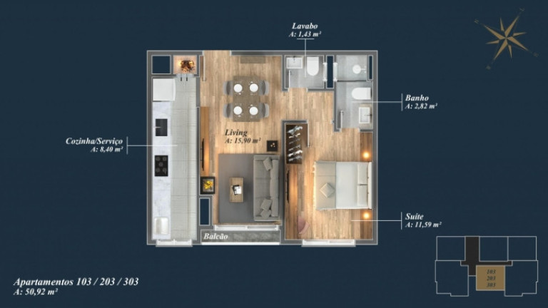 Imagem Apartamento com 1 Quarto à Venda, 50 m² em Avenida Central - Gramado