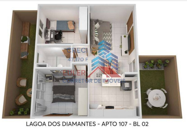 Imagem Apartamento com 2 Quartos à Venda, 47 m² em Lundcéia - Lagoa Santa
