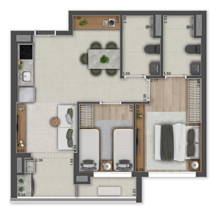 Imagem Apartamento com 2 Quartos à Venda, 55 m² em Brooklin Novo - São Paulo Imagem Apartamento com 2 Quartos à Venda, 55 m² em Brooklin Novo - São Paulo