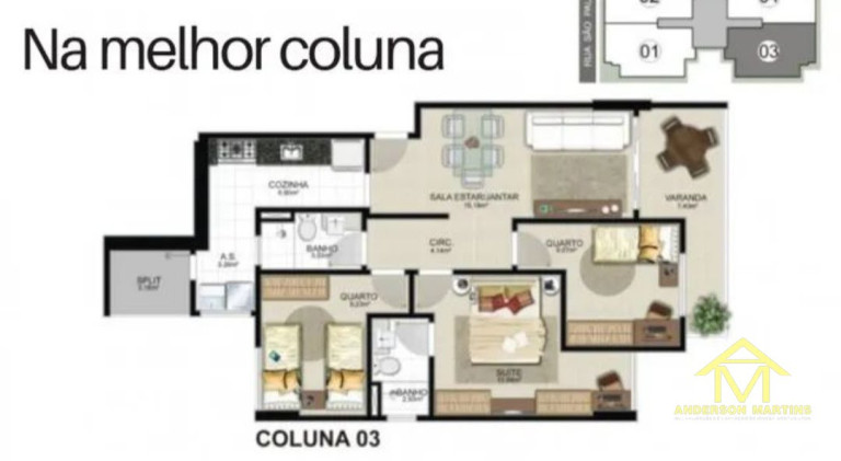 Apartamento com 3 Quartos à Venda, 86 m² em Itapuã - Vila Velha