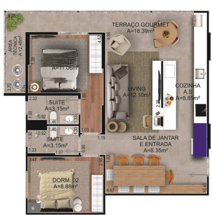 Apartamento com 2 Quartos à Venda, 80 m² em Forte - Praia Grande