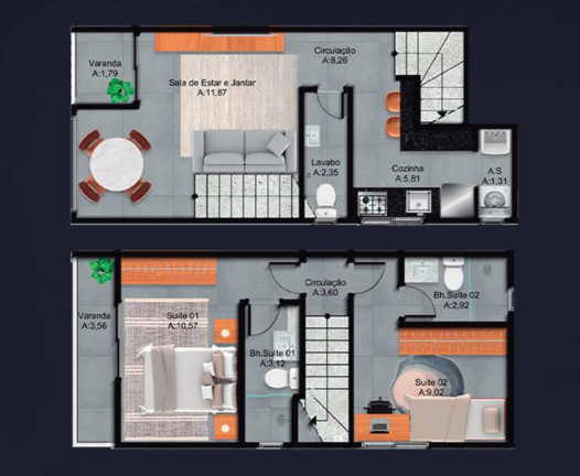 Casa com 2 Quartos à Venda, 74 m² em Tupi - Praia Grande
