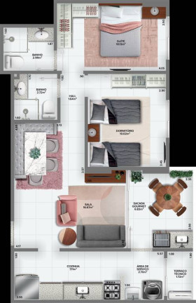 Imagem Apartamento com 2 Quartos à Venda, 70 m² em Guilhermina - Praia Grande