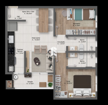 Imagem Apartamento com 2 Quartos à Venda, 64 m² em Nossa Senhora Do Rosário - Santa Maria Imagem Apartamento com 2 Quartos à Venda, 64 m² em Nossa Senhora Do Rosário - Santa Maria