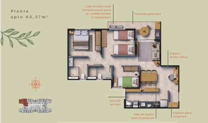 Imagem Imóvel com 3 Quartos à Venda, 65 m² em Presidente Kennedy - Fortaleza