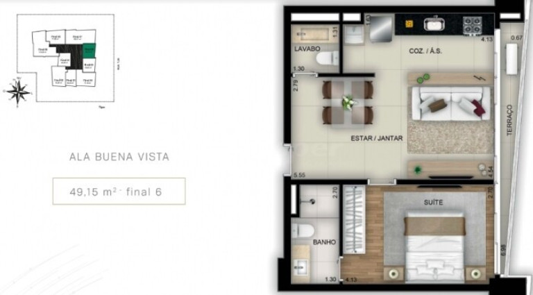 Apartamento com 1 Quarto à Venda, 44 m² em Setor Bueno - Goiânia