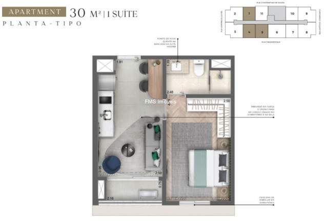 Imagem Imóvel com 1 Quarto à Venda, 30 m² em Campo Belo - São Paulo
