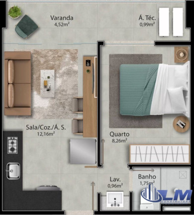 Imagem Imóvel com 1 Quarto à Venda, 32 m² em Jardim Camburi - Vitória