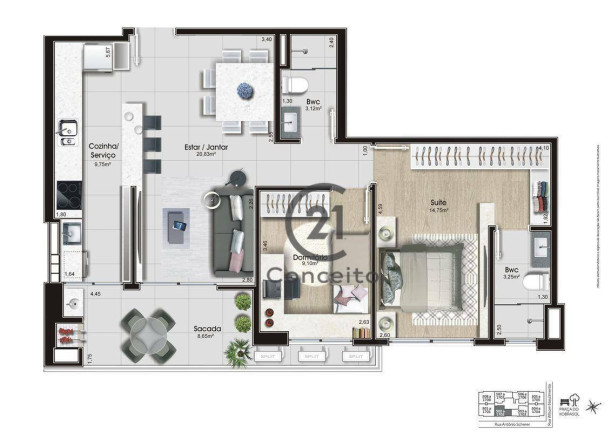 Imagem Apartamento com 2 Quartos à Venda, 80 m² em Kobrasol - São José Imagem Apartamento com 2 Quartos à Venda, 80 m² em Kobrasol - São José
