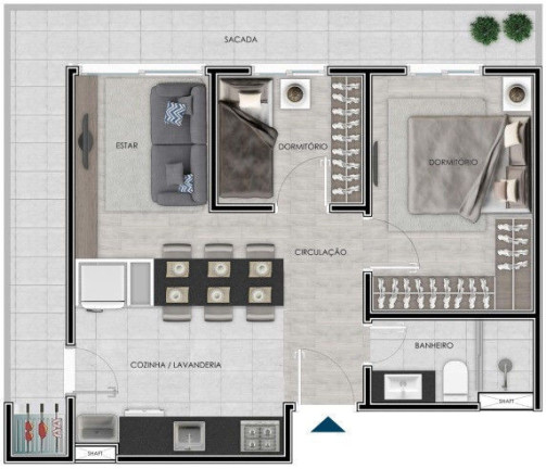 Imagem Apartamento com 2 Quartos à Venda, 55 m² em Barnabé - Gravataí