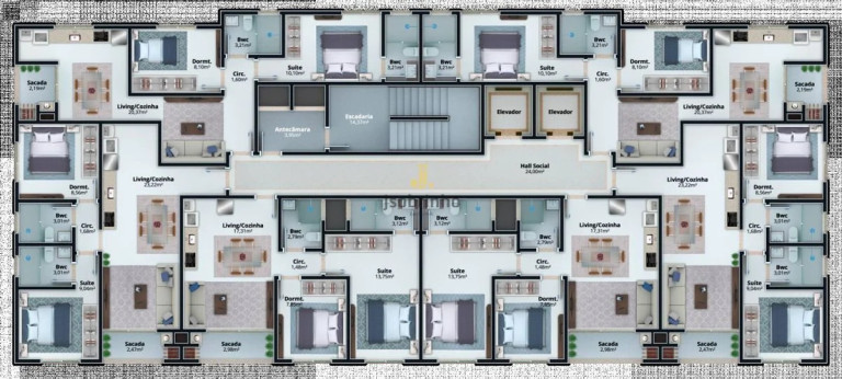 Apartamento com 2 Quartos à Venda, 55 m² em Morretes - Itapema