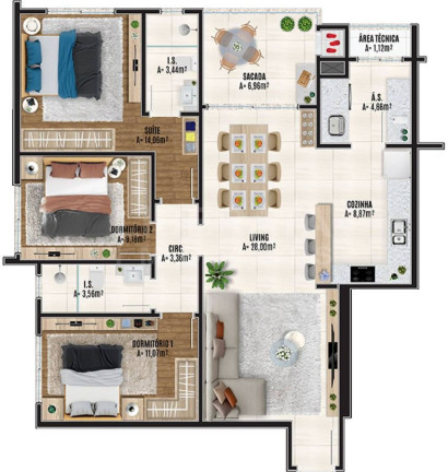 Imagem Apartamento com 3 Quartos à Venda, 108 m² em Centro - Navegantes Imagem Apartamento com 3 Quartos à Venda, 108 m² em Centro - Navegantes