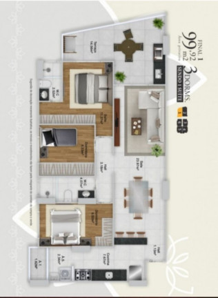 Apartamento com 3 Quartos à Venda, 100 m² em Guilhermina - Praia Grande