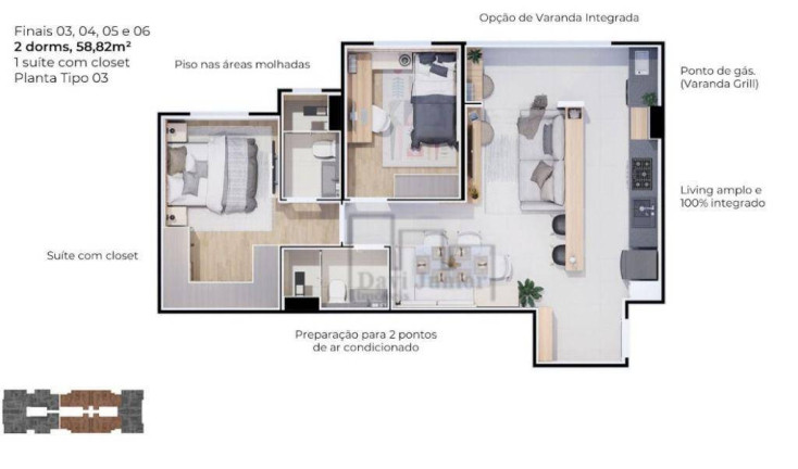 Apartamento com 2 Quartos à Venda, 58 m² em Jardim São Carlos - Sorocaba