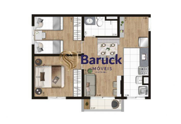 Imagem Apartamento com 2 Quartos à Venda, 42 m² em Jabaquara - Santos