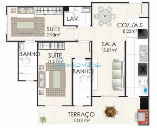 Imagem Apartamento com 1 Quarto à Venda, 49 m² em Aviação - Praia Grande