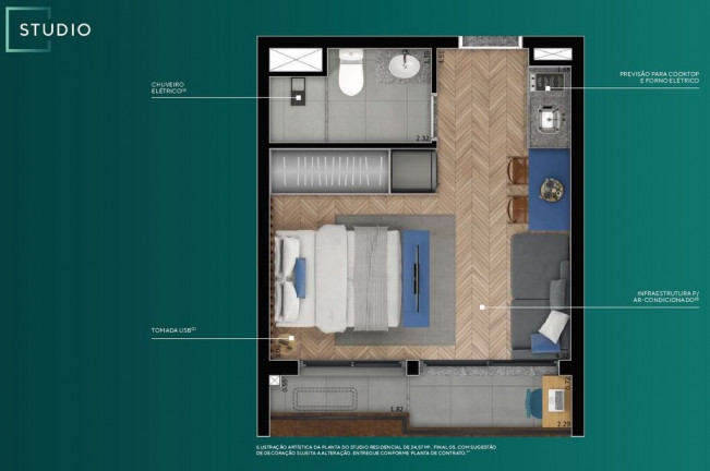 Imagem Studio com 1 Quarto à Venda, 24 m² em Campo Belo - São Paulo