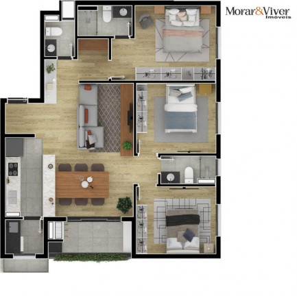 Imagem Apartamento com 3 Quartos à Venda, 86 m² em Boa Vista - Curitiba