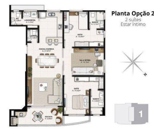 Imagem Apartamento com 2 Quartos à Venda, 122 m² em Centro - Florianópolis Imagem Apartamento com 2 Quartos à Venda, 122 m² em Centro - Florianópolis