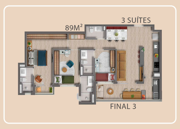 Imagem Apartamento com 3 Quartos à Venda, 89 m² em Centro Comercial Jubran - Barueri