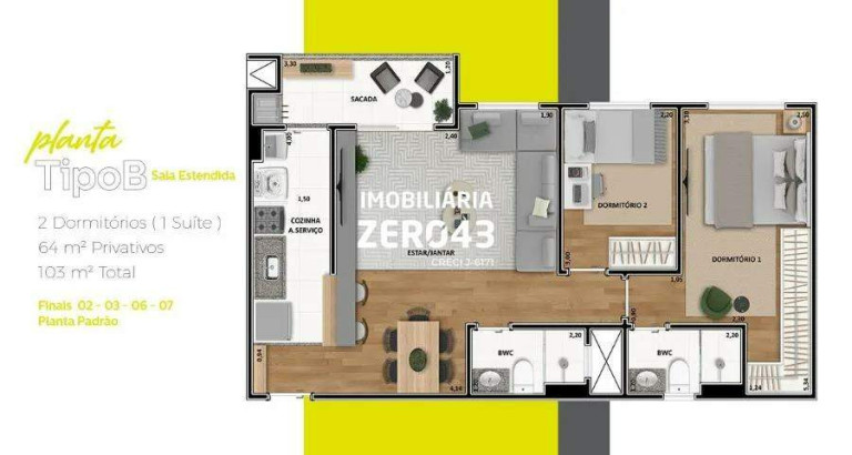 Imagem Apartamento com 2 Quartos para Alugar, 64 m² em Gleba Fazenda Palhano - Londrina Imagem Apartamento com 2 Quartos para Alugar, 64 m² em Gleba Fazenda Palhano - Londrina