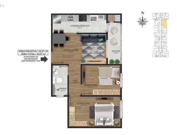 Imagem Apartamento com 2 Quartos à Venda, 52 m² em Bairro Camobi - Santa Maria