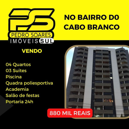 Apartamento com 4 Quartos à Venda, 190 m² em Cabo Branco - João Pessoa