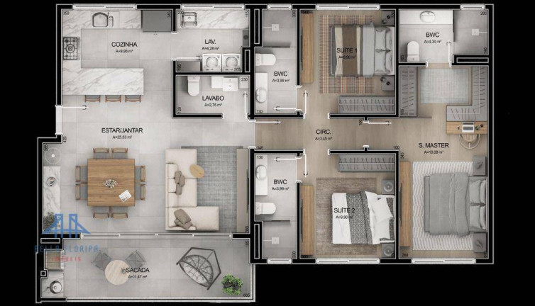 Apartamento com 3 Quartos à Venda, 128 m² em Cacupé - Florianópolis