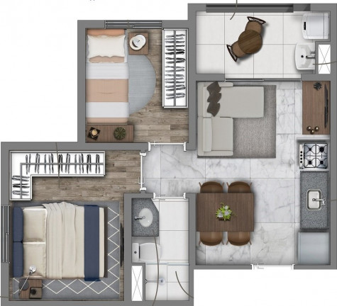 Imagem Apartamento com 2 Quartos à Venda, 44 m² em Jardim Caravelas - São Paulo