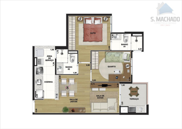 Imagem Apartamento com 2 Quartos à Venda, 53 m² em Vila Tibiriça - Santo André Imagem Apartamento com 2 Quartos à Venda, 53 m² em Vila Tibiriça - Santo André