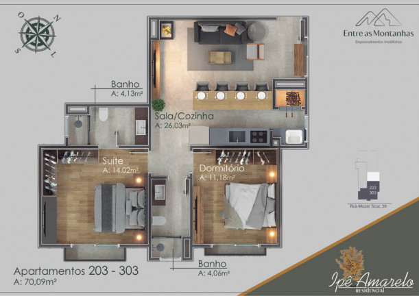 Imagem Apartamento com 1 Quarto à Venda, 50 m² em Planalto - Gramado Imagem Apartamento com 1 Quarto à Venda, 50 m² em Planalto - Gramado