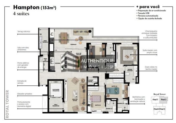 Imagem Apartamento com 4 Quartos à Venda, 153 m² em Vila Sao Francisco - Osasco