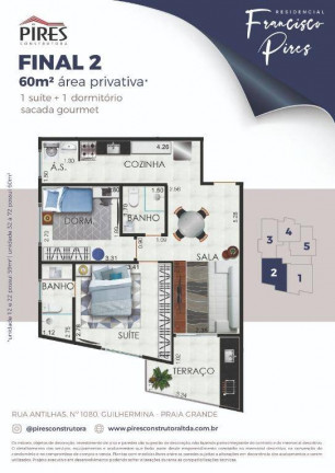 Imagem Apartamento com 2 Quartos à Venda, 60 m² em Guilhermina - Praia Grande