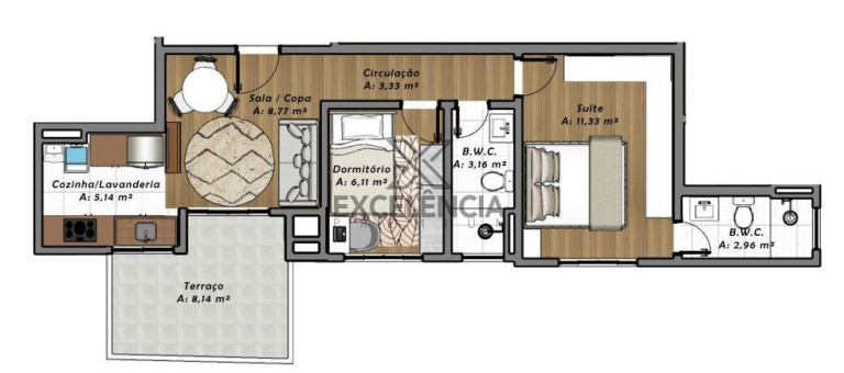 Apartamento com 2 Quartos à Venda, 52 m² em Boneca Do Iguaçu - São José Dos Pinhais