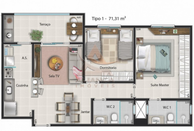 Imagem Apartamento com 2 Quartos à Venda, 71 m² em Bonfim Paulista - Ribeirão Preto
