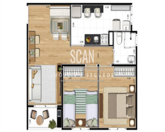 Imagem Imóvel com 2 Quartos à Venda, 51 m² em Jardim Paulicéia - Campinas