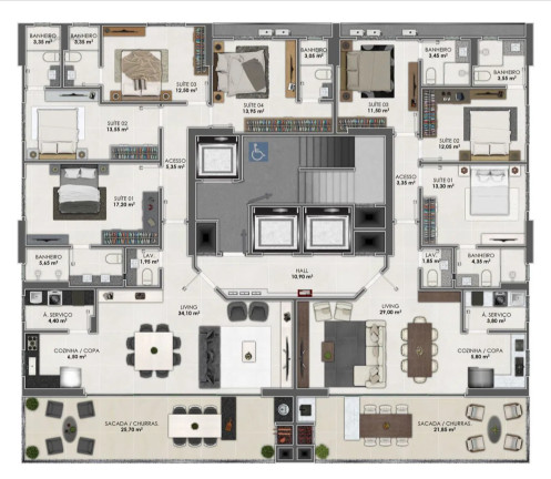 Imagem Apartamento com 4 Quartos à Venda, 172 m² em Meia Praia  - Itapema